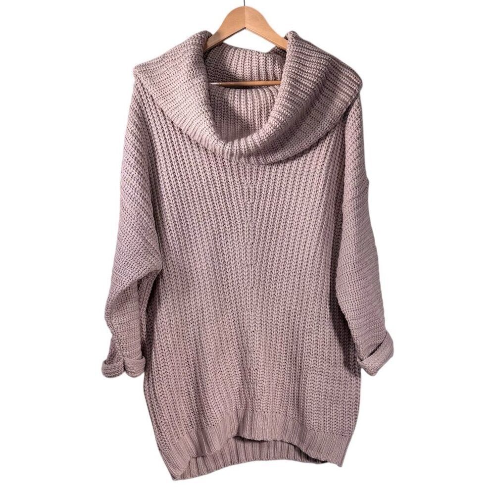 Umgee Women's Oversized Knit Pullover Sweater Purple Size M Off The Shoulder